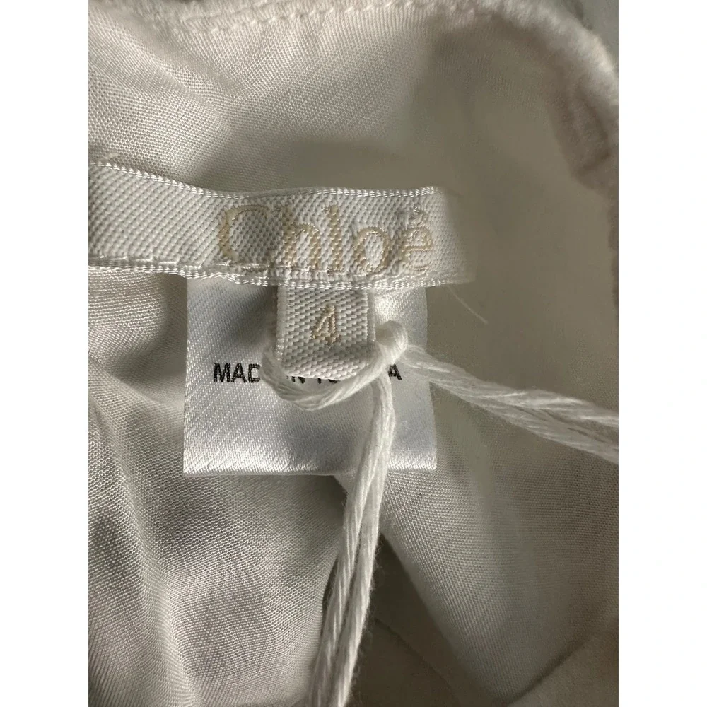 Nwt Chloé white Navy girls kids crêpe swing dress Sz 4